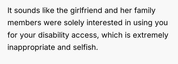 It sounds like the girlfriend and her family members were...