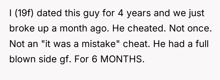 I (19f) dated this guy for 4 years and we...