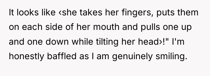It looks like ‹she takes her fingers, puts them on...