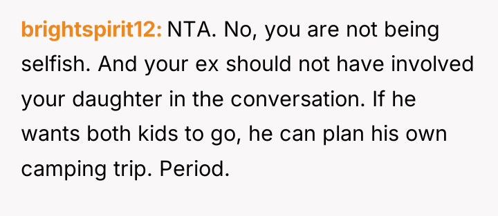 brightspirit12 NTA. No, you are not being selfish. And your...