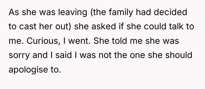 As she was leaving (the family had decided to cast...