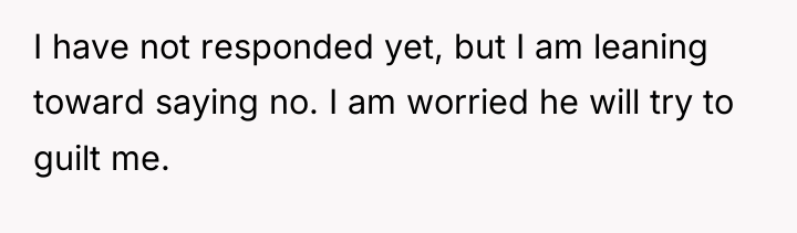 I have not responded yet, but I am leaning toward...