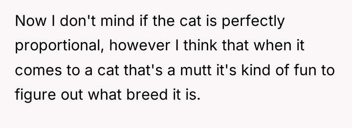 Now I don't mind if the cat is perfectly proportional,...