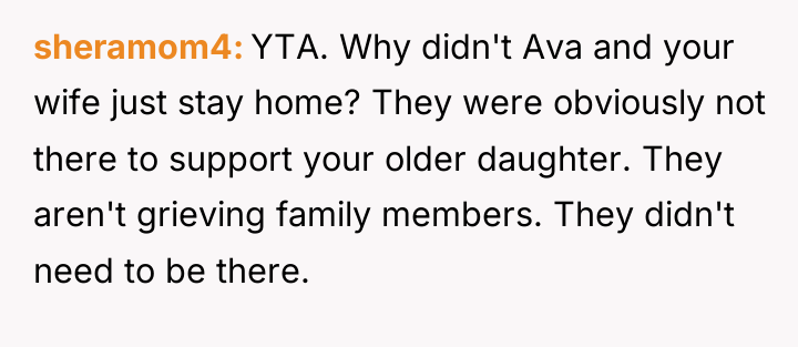 sheramom4 YTA. Why didn't Ava and your wife just stay...