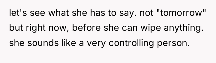 let's see what she has to say. not "tomorrow" but...