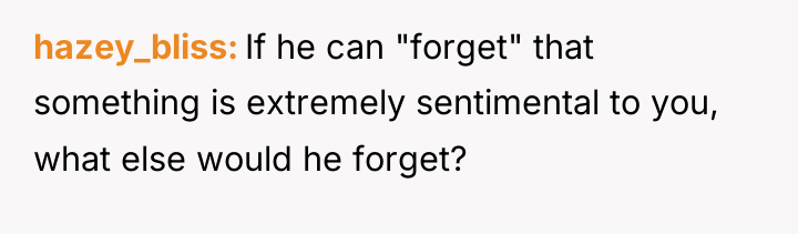 hazey_bliss If he can "forget" that something is extremely sentimental...