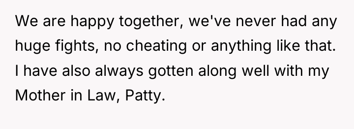 We are happy together, we've never had any huge fights,...