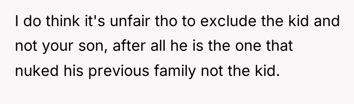 I do think it's unfair tho to exclude the kid...