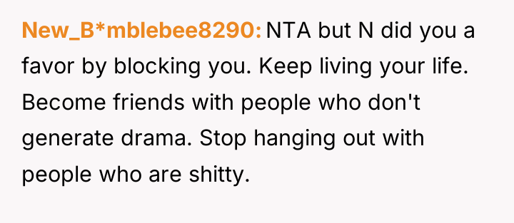 New_B*mblebee8290 NTA but N did you a favor by blocking...