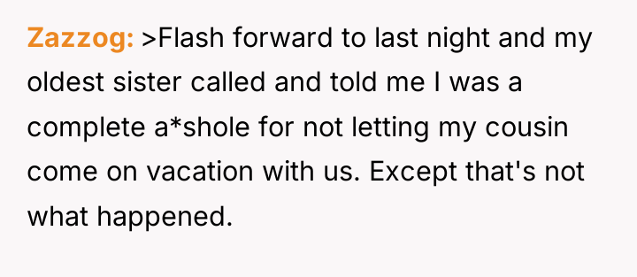 Zazzog >Flash forward to last night and my oldest sister...