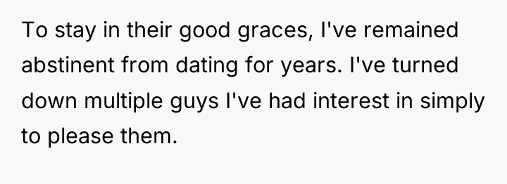 To stay in their good graces, I've remained abstinent from...