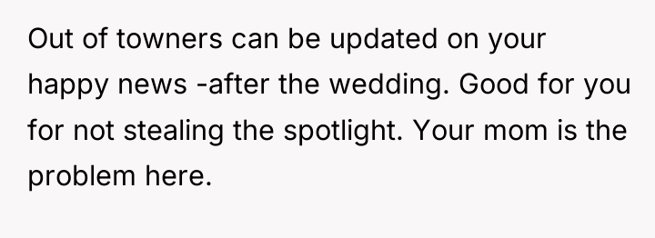 Out of towners can be updated on your happy news...