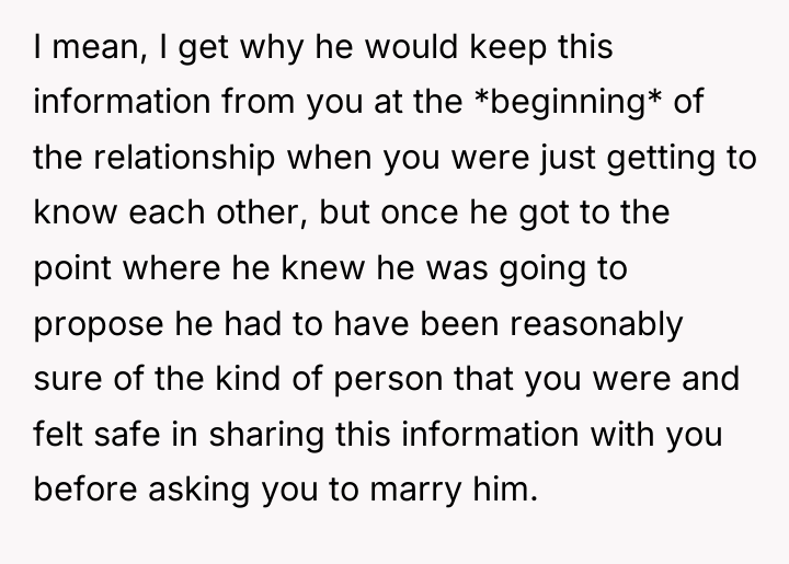 I mean, I get why he would keep this information...