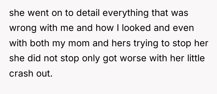 she went on to detail everything that was wrong with...