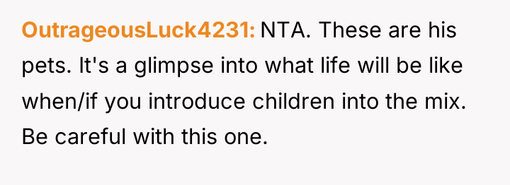 OutrageousLuck4231 NTA. These are his pets. It's a glimpse into...