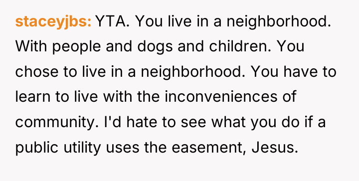 staceyjbs YTA. You live in a neighborhood. With people and...