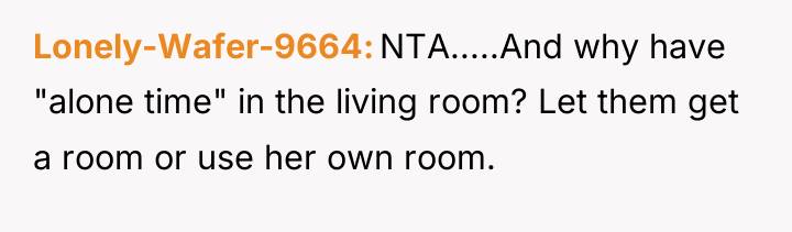 Lonely-Wafer-9664 NTA.....And why have "alone time" in the living room?...