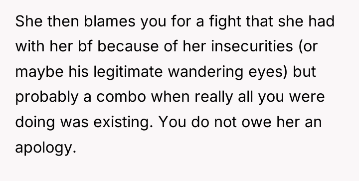 She then blames you for a fight that she had...