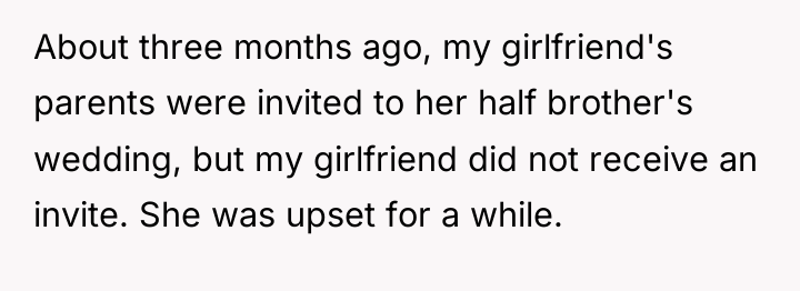 About three months ago, my girlfriend's parents were invited to...