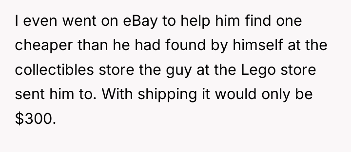 I even went on eBay to help him find one...