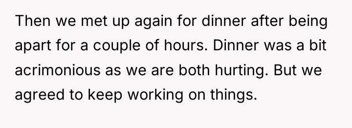 Then we met up again for dinner after being apart...