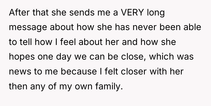 After that she sends me a VERY long message about...