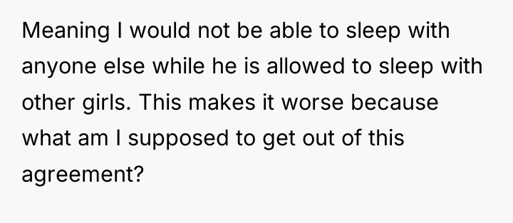 Meaning I would not be able to sleep with anyone...
