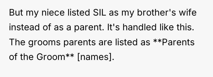 But my niece listed SIL as my brother's wife instead...