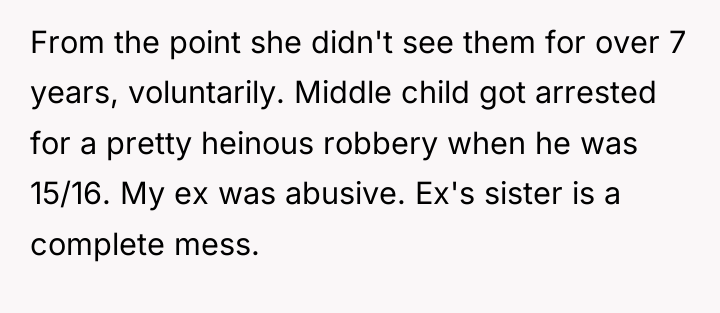 From the point she didn't see them for over 7...