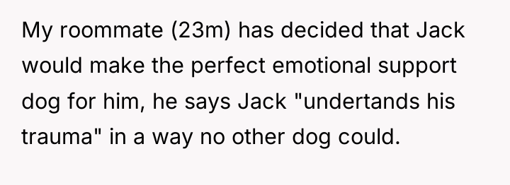 My roommate (23m) has decided that Jack would make the...