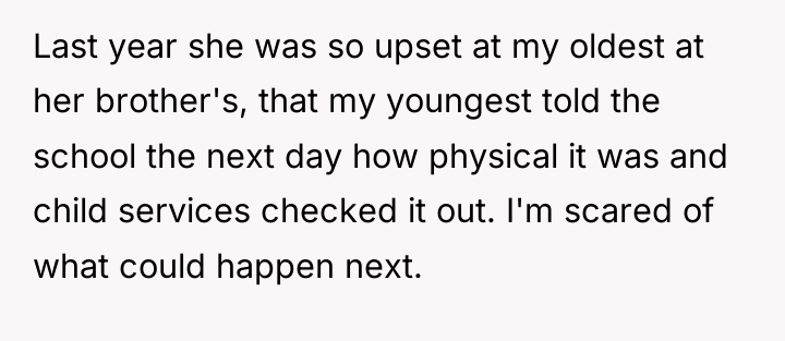 Last year she was so upset at my oldest at...