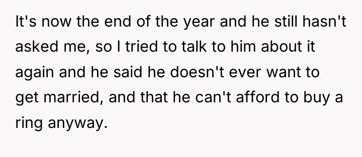 It's now the end of the year and he still...