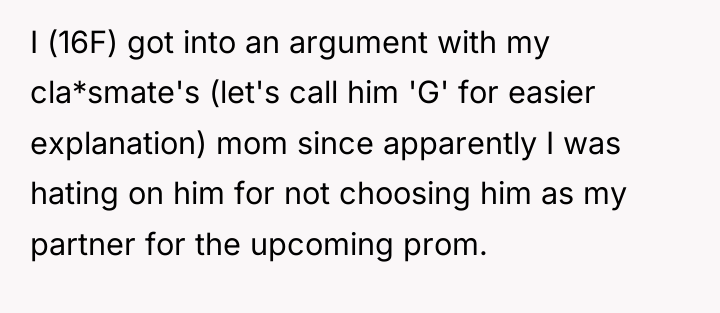 I (16F) got into an argument with my cla*smate's (let's...