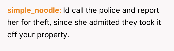 simple_noodle Id call the police and report her for theft,...