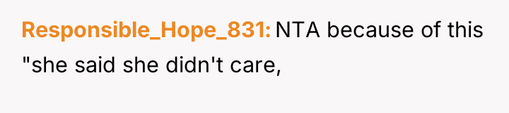 Responsible_Hope_831 NTA because of this "she said she didn't care,