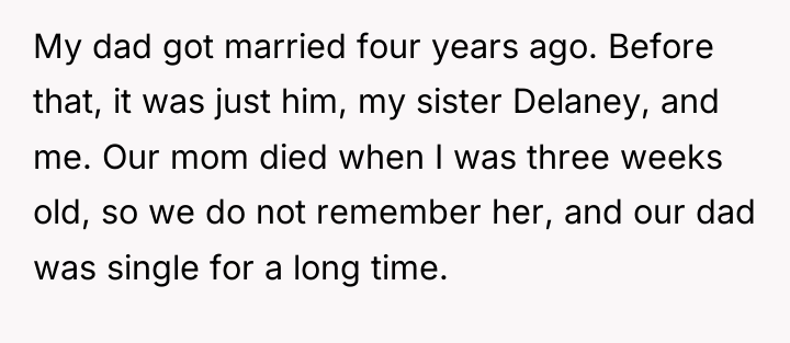 My dad got married four years ago. Before that, it...