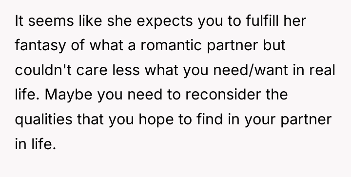 It seems like she expects you to fulfill her fantasy...