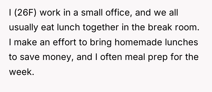 I (26F) work in a small office, and we all...