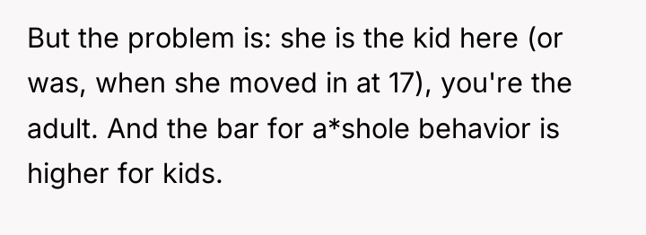 But the problem is: she is the kid here (or...