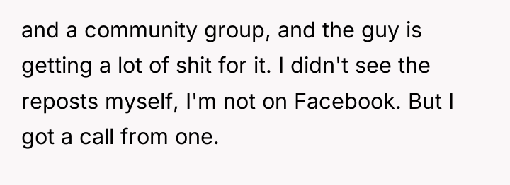 and a community group, and the guy is getting a...