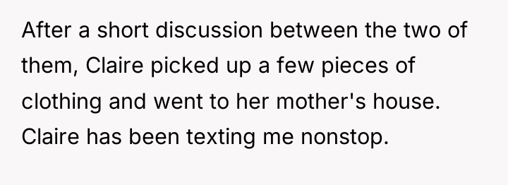After a short discussion between the two of them, Claire...