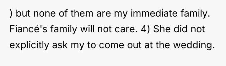) but none of them are my immediate family. Fiancé's...