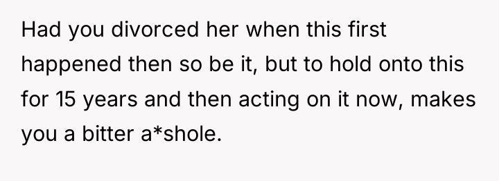 Had you divorced her when this first happened then so...