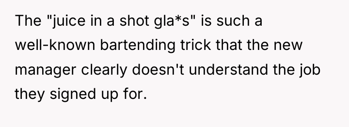 The "juice in a shot gla*s" is such a well-known...