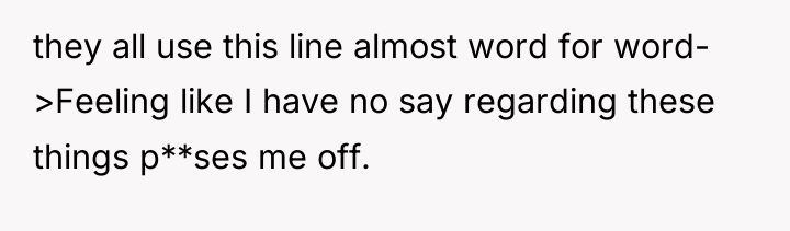 they all use this line almost word for word- >Feeling...