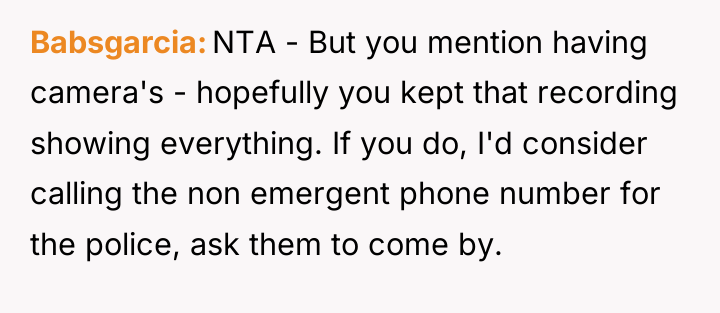 Babsgarcia NTA - But you mention having camera's - hopefully...