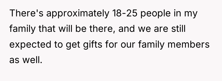 There's approximately 18-25 people in my family that will be...