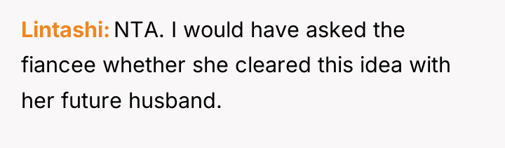 Lintashi NTA. I would have asked the fiancee whether she...