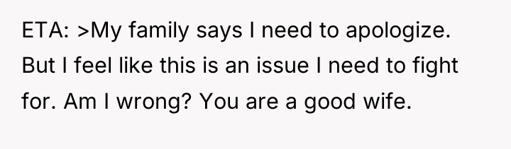 ETA: >My family says I need to apologize. But I...