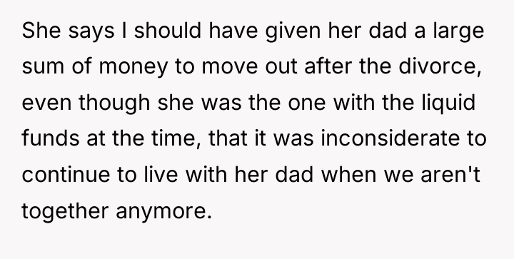 She says I should have given her dad a large...